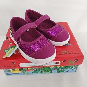 Western Chief Kids Ballerina Mary Jane Star Sneaker Purple Glitter Hook Loop 7.5